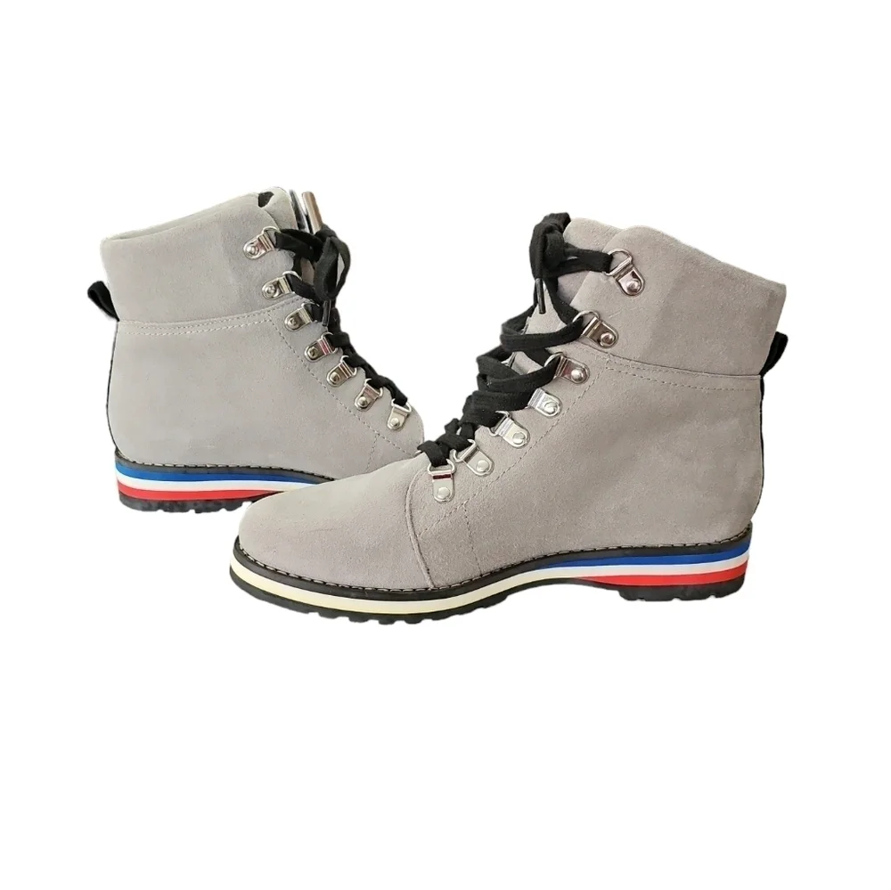 Aqua College Suede Leather Upper Grey Waterproof Lace-up Boots Size 8.5